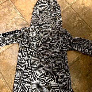 Bench hooded zip up black &white pattern